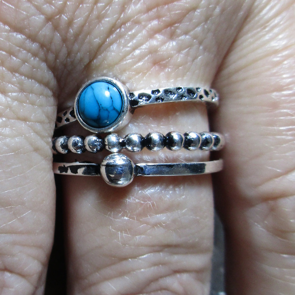 Jewelry - Tribal faux turquoise Boho stackable ring set 8  9
